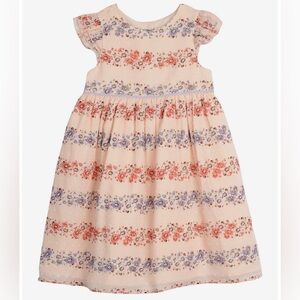 Laura Ashley pink Floral Stripe Clip Dot Dress cottage core  6x